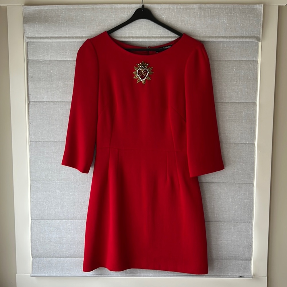 Dolce & Gabbana Red Dress with Sacred Heart Embellishment  6